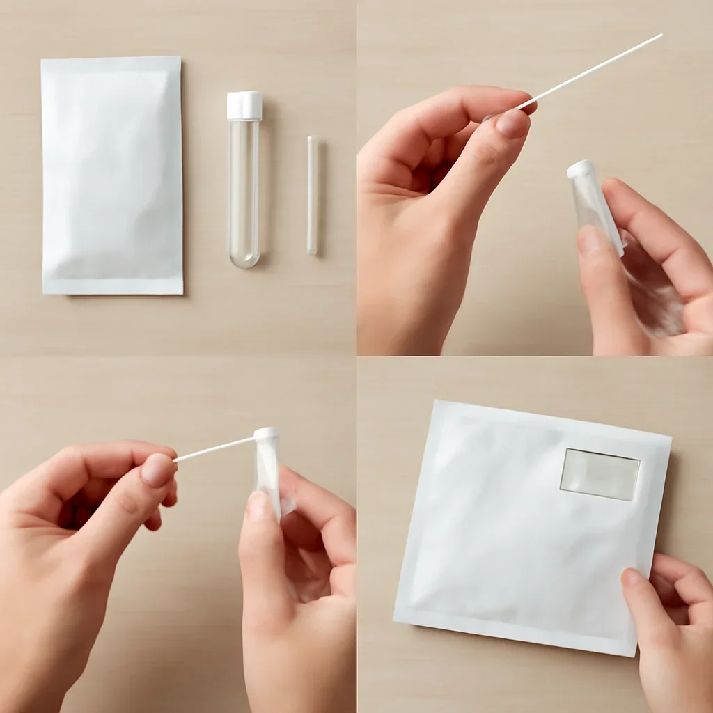 At-home sample collection and return steps for at-home microbiome test