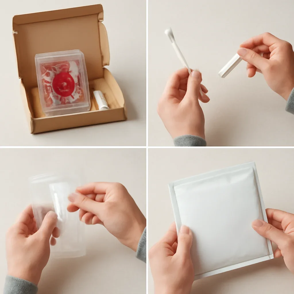 At-home sample collection and return steps for 16s vs shotgun microbiome testing