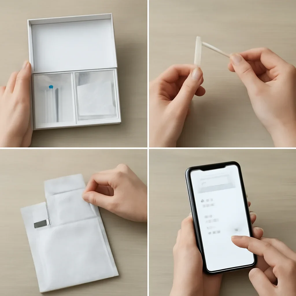 At-home sample collection and return steps for microbiome test vs probiotic quiz