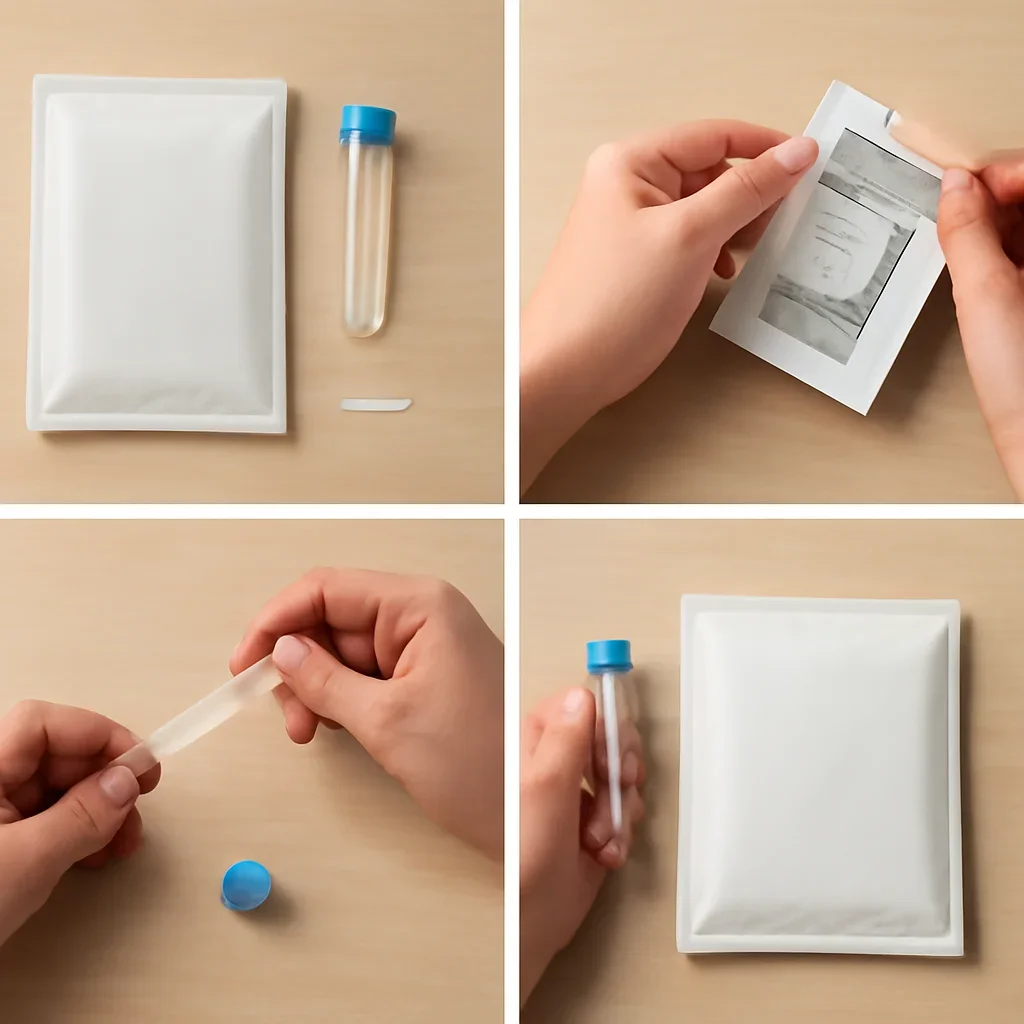 At-home sample collection and return steps for gut bacteria test
