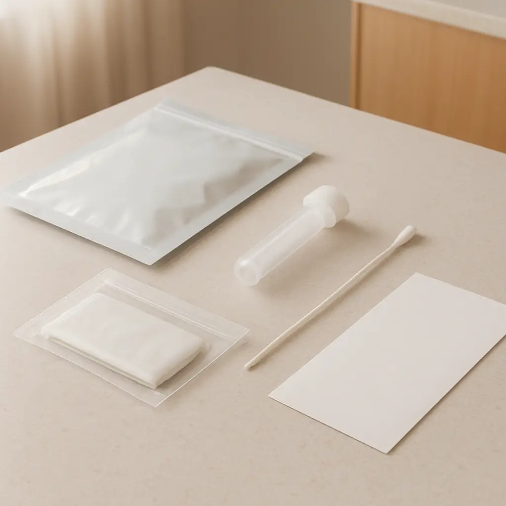 Microbiome sample collection kit materials prepared before at-home collection