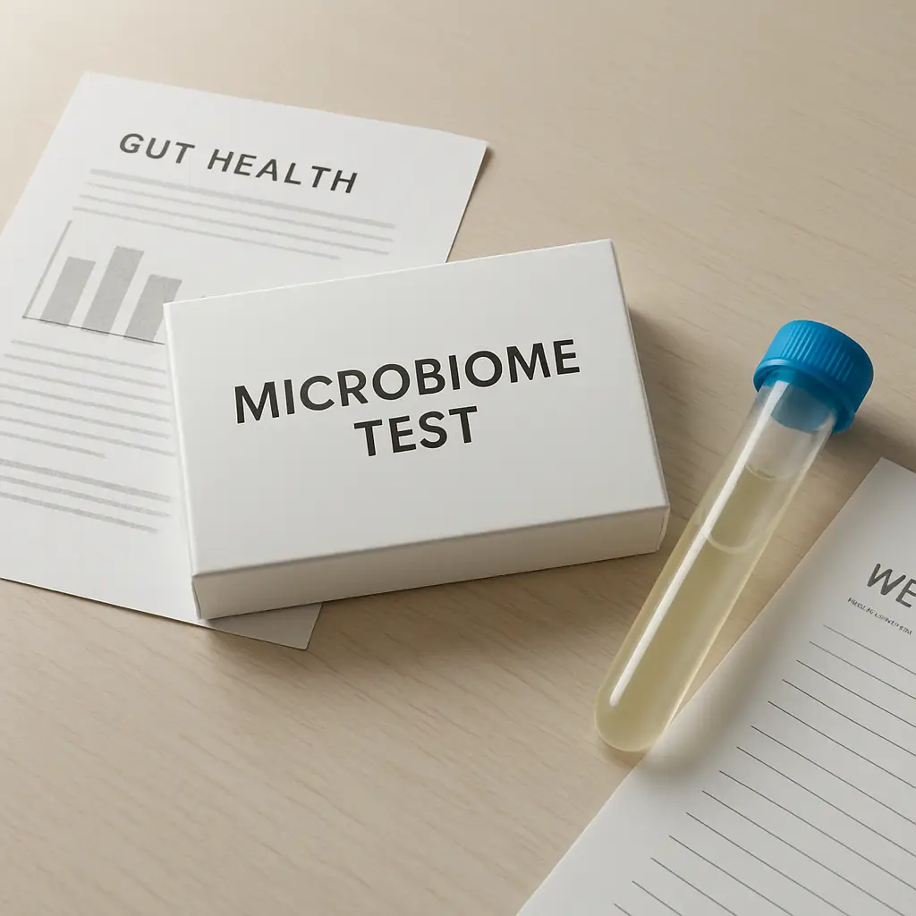 Microbiome sample collection connected to digital gut health report review