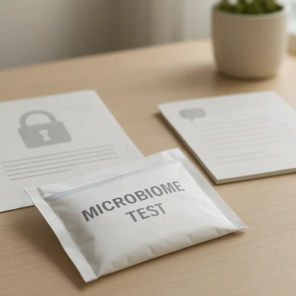 At-home microbiome sample collection privacy and ordering support