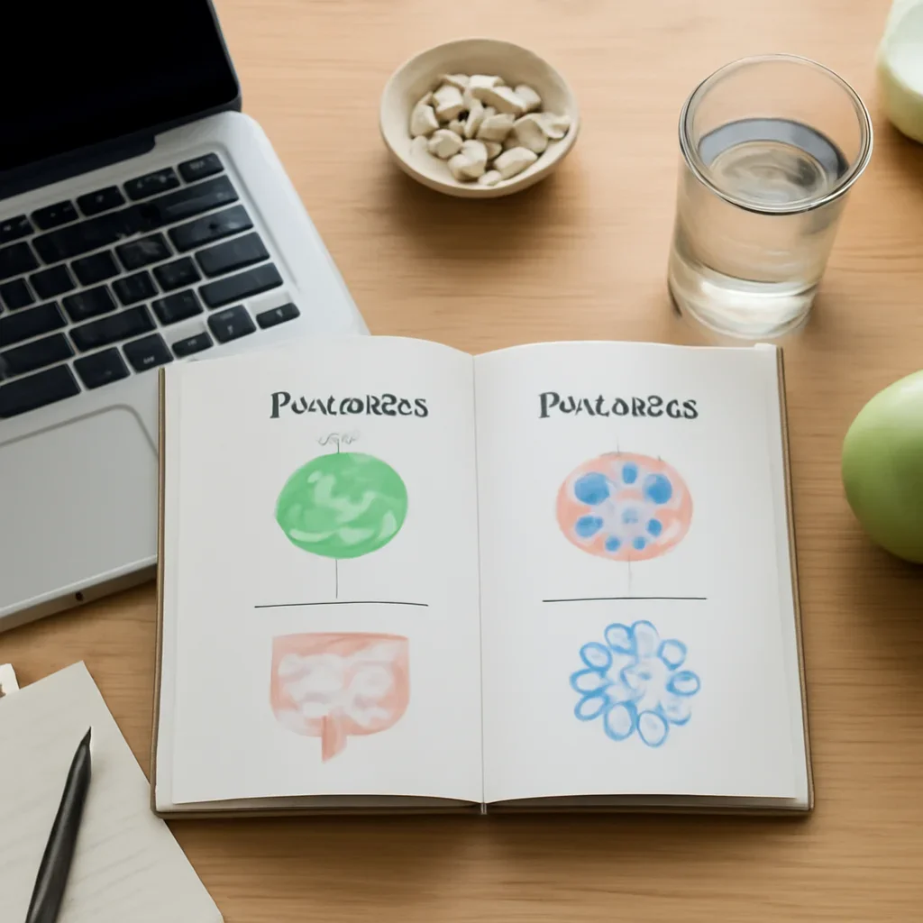 Detailed comparison showing the difference between prebiotics and probiotics